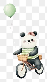 PNG Panda riding bicycle together vehicle balloon cartoon. 