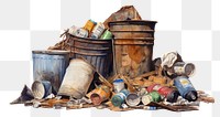 PNG Waste garbage white background pollution. AI generated Image by rawpixel.
