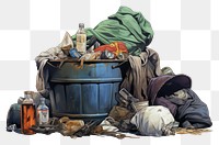PNG Waste garbage homelessness accessories. AI generated Image by rawpixel.