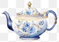 PNG Teapot porcelain art white background. 