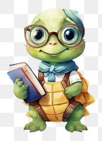 PNG Tortoise teacher animal cute baby. AI generated Image by rawpixel.