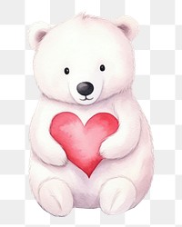 PNG Polar Bear plush heart cute. 