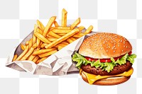 PNG Burger fries food french fries. AI generated Image by rawpixel.