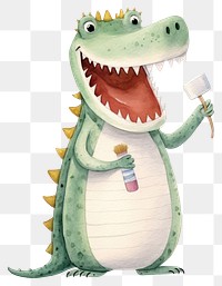 PNG Crocodile brushing teeth crocodile cartoon animal. AI generated Image by rawpixel.