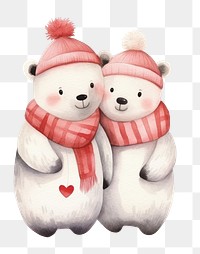 PNG Polar Bear snowman winter love. 