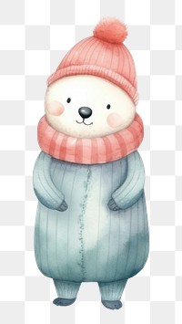 PNG Polar Bear snowman winter love. 