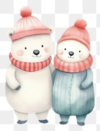 PNG Polar Bear snowman winter love. 