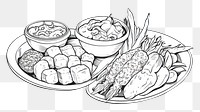 PNG Thai food drawing sketch plate. 