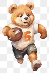 PNG Bear playing football sports animal toy. 