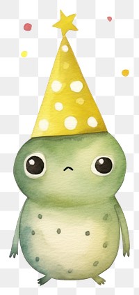 PNG Cartoon frog party hat character. 