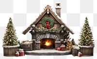 PNG Christmas fireplace hearth plant house. 