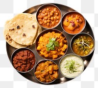 PNG Indian food plate meal white background