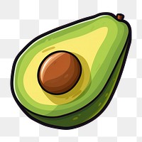 PNG Sticker avocado cartoon fruit. 