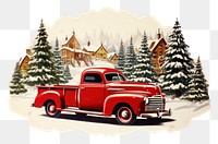 PNG Vintage christmas vehicle truck plant. 