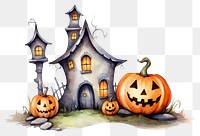 PNG Haunted house halloween cartoon pumpkin. AI generated Image by rawpixel.