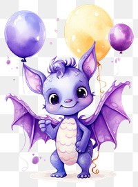 PNG Dragon cute character balloon animal purple. AI generated Image by rawpixel.