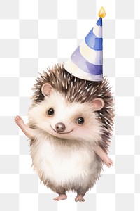 PNG Hedgehog character wearing party hat animal celebration mammal. 