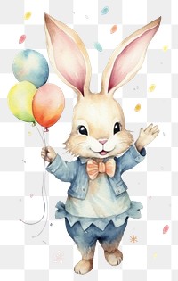 PNG Cute rabbit celebration drawing holding. 