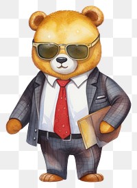 PNG Glasses cartoon bear tie. AI generated Image by rawpixel.