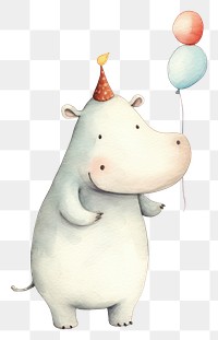 PNG Cute hippo playing trumpet balloon mammal animal. AI generated Image by rawpixel.
