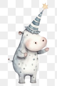 PNG Cute hippo playing trumpet animal white background representation. 