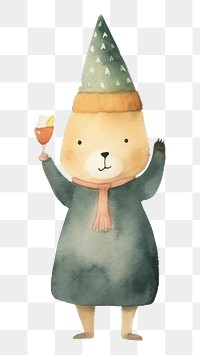 PNG Champagne party cute bear. 