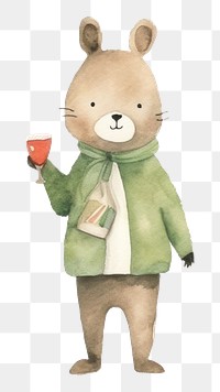 PNG Champagne party cute bear. 