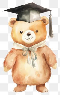 PNG Bear graduation cartoon toy white background. AI generated Image by rawpixel.