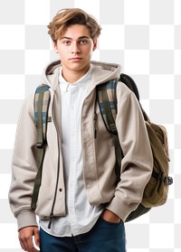 PNG Student sweatshirt backpack jacket. AI generated Image by rawpixel.