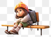 PNG Plump girl cartoon sitting contemplation. AI generated Image by rawpixel.
