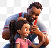 PNG Cartoon father braid togetherness. 