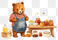 PNG Bear selling honey cartoon cute container. AI generated Image by rawpixel.