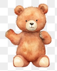 PNG Fluffy teddy bear holding a blank sign toy white background representation. 