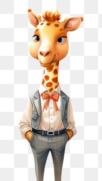 PNG Giraffe salesperson cartoon mammal adult. AI generated Image by rawpixel.