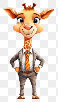 PNG Giraffe salesperson cartoon mammal animal. 