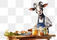 PNG Goat selling cheeses livestock cartoon animal. AI generated Image by rawpixel.