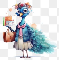 PNG Peacock selling clothing cartoon bird representation. AI generated Image by rawpixel.