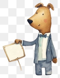 PNG Dog salesperson greeting cartoon mammal text. AI generated Image by rawpixel.