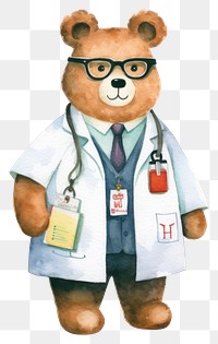 PNG Bear doctor toy white background representation. 