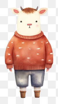 PNG Cow sweater white background representation. 