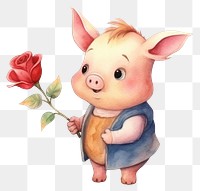 PNG Rose cartoon flower mammal. AI generated Image by rawpixel.