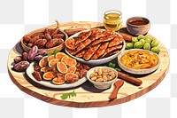 PNG  Arabian food table plate meal. AI generated Image by rawpixel.