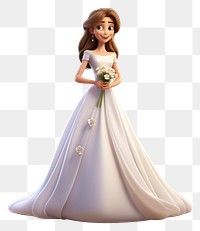 PNG Wearing wedding dress figurine fashion cartoon. 