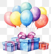 PNG Gift box birthday balloon party. AI generated Image by rawpixel.