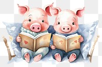 PNG Happy pig animal reading mammal. 