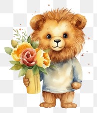 PNG Cute lion flower plant toy. 