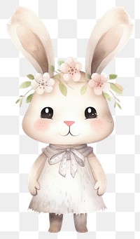 PNG Cute rabbit animal nature flower. 