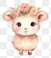 PNG Cute sheep animal flower mammal. AI generated Image by rawpixel.