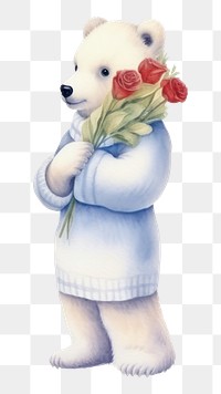 PNG Polar bear mammal flower animal. AI generated Image by rawpixel.