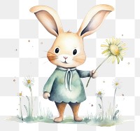 PNG Rabbit holding flowers animal mammal plant. AI generated Image by rawpixel.